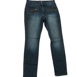 NYDJ Dark Wash Moto Multi -Zipper Jean Jeggings Size 6P